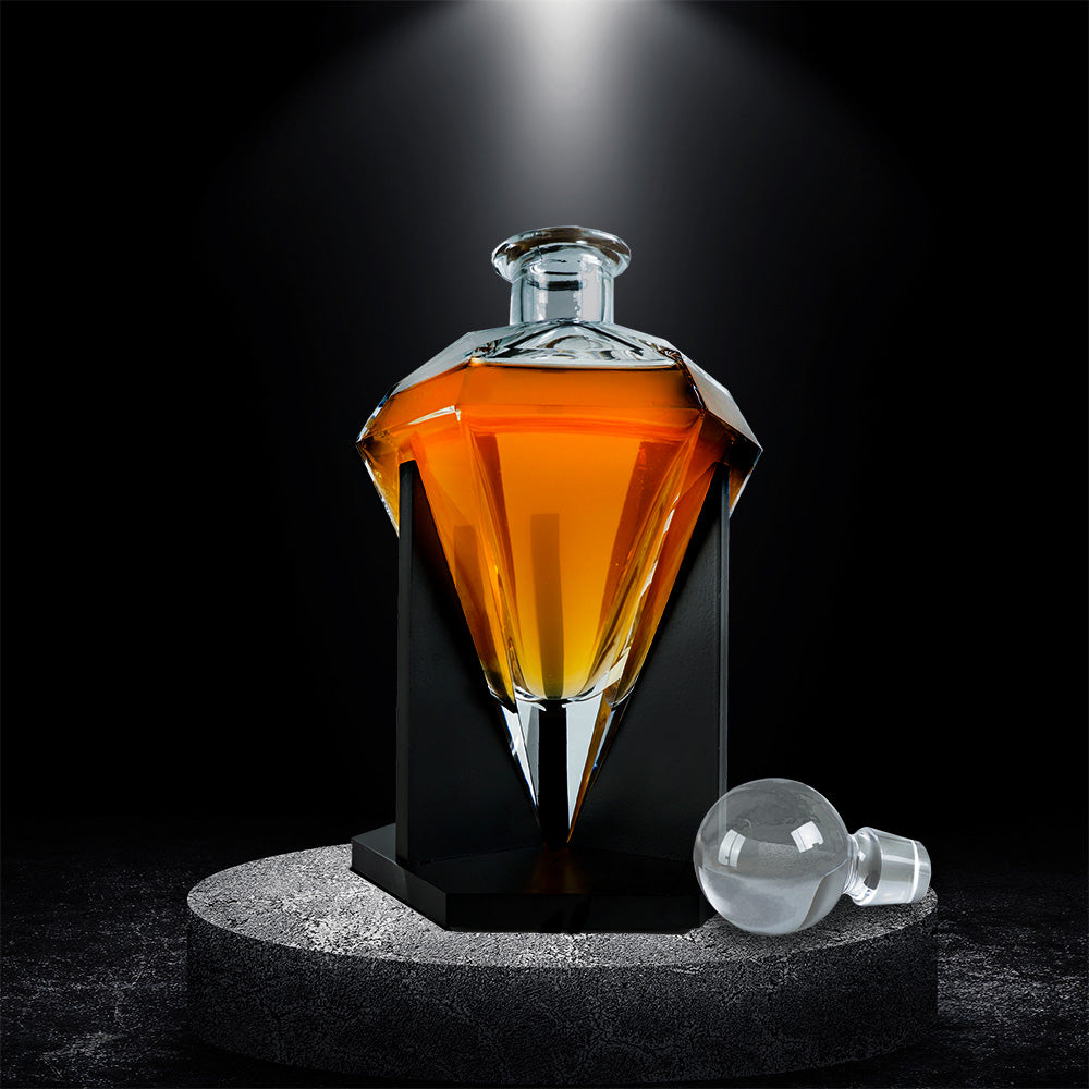 Vasos de Vidrio para Whisky con Decantador de Cristal en Forma de Diamante