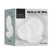 Vajilla de Opal 6 Personas (18 Pz.) Platos Ultra Resistentes