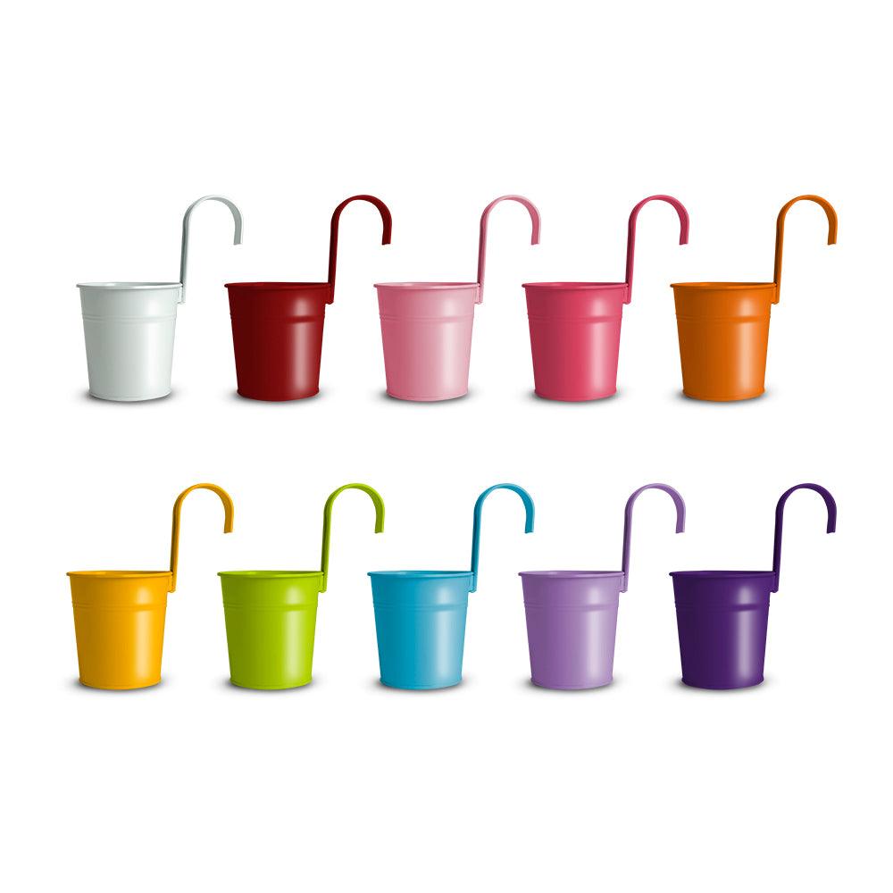 Macetas Colgantes Metálicas de Colores con Gancho 10 Piezas - Redlemon