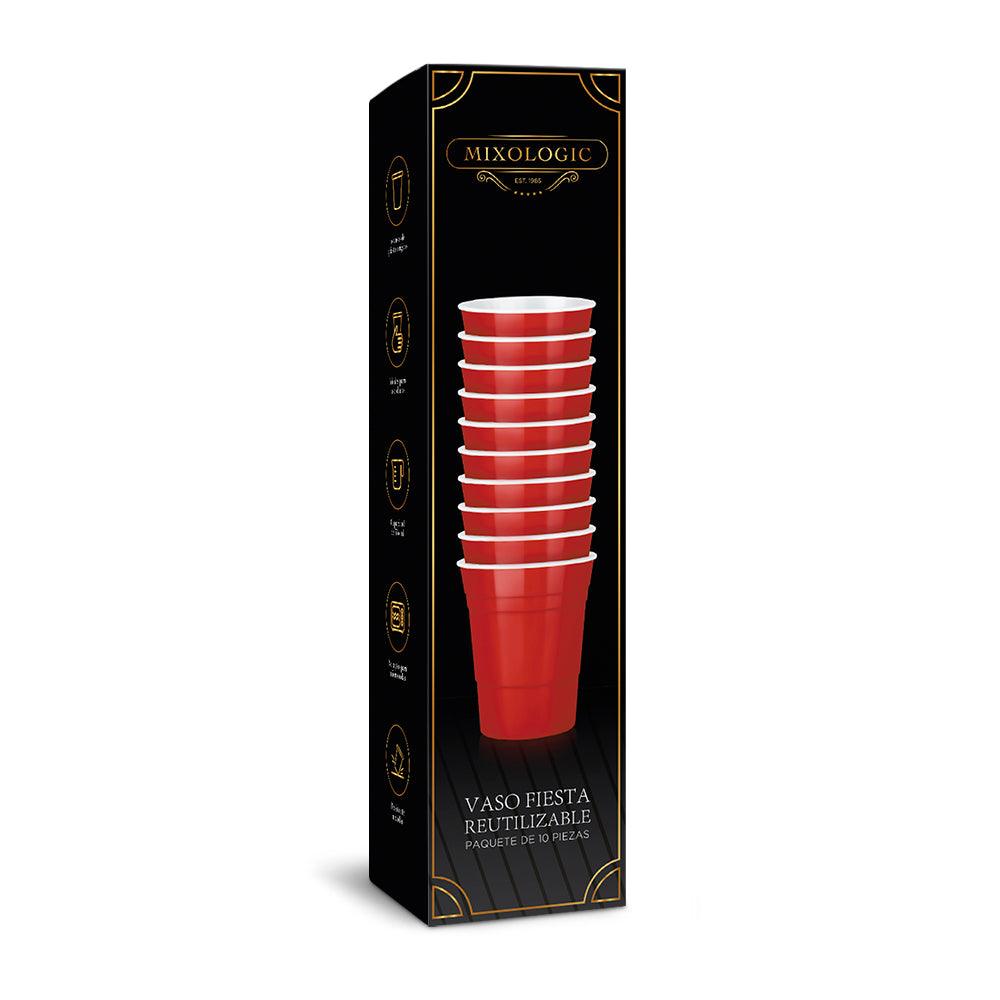 Vaso Fiesta de Plástico Rígido Reutilizable Ecológico 10 Piezas 530 ml - Redlemon