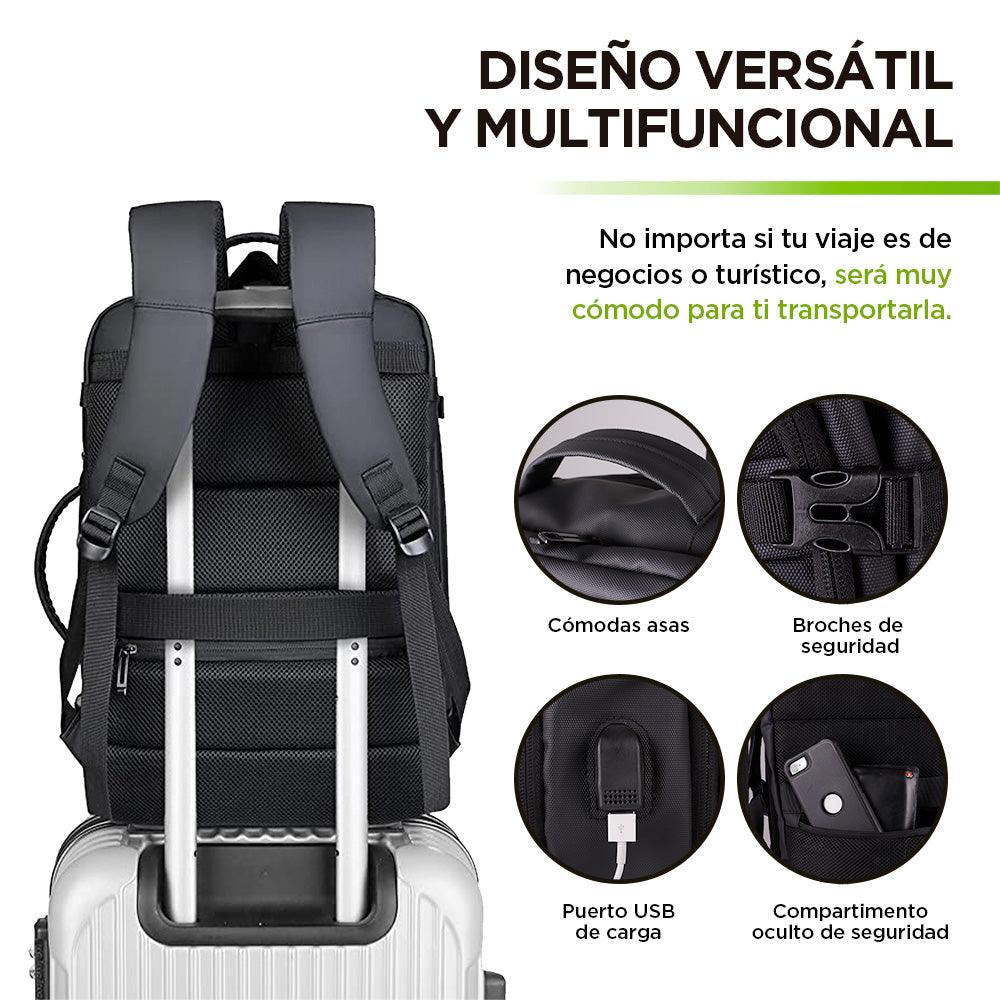 Mochila de Viaje para Laptop Expandible Impermeable Antirrobo - Redlemon