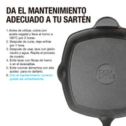 Sartén Grill de Hierro Fundido Precurado de 2 L — contenido y accesorios