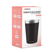 Set de 6 Vasos de Acero Inoxidable y Ecológicos (470 ml) Redlemon Technology México