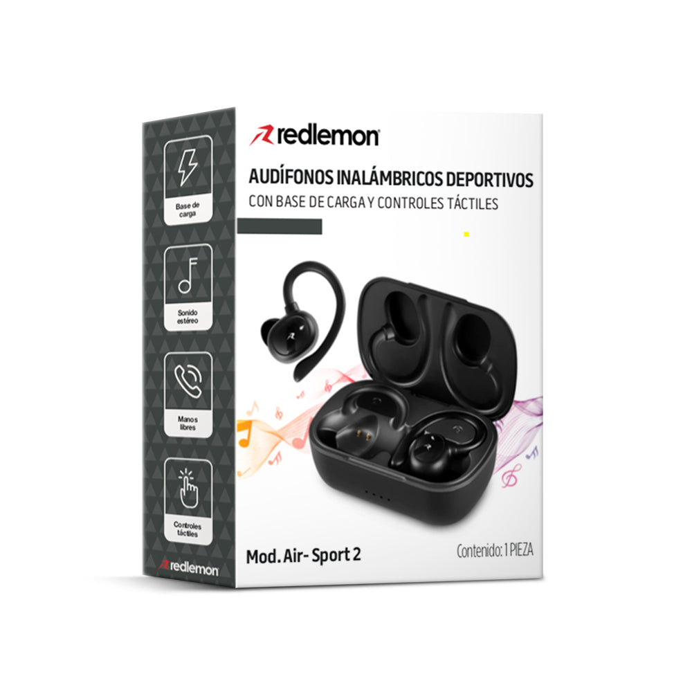 Audífonos Inalámbricos Air-Sport 2 Bluetooth 5.1 Contra Agua IPX4 Redlemon Technology México