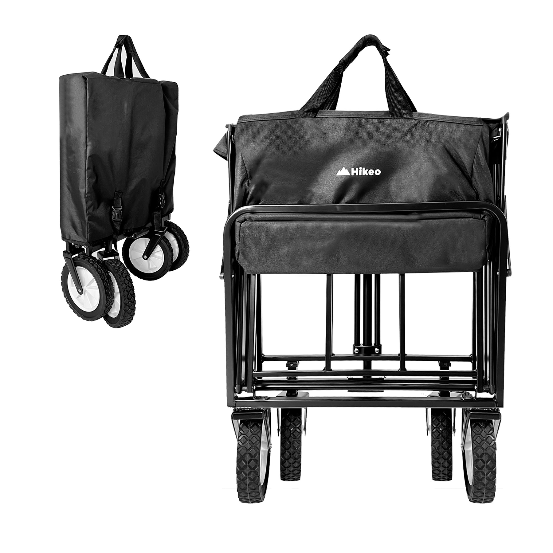 Carrito HIKEO totalmente plegado con funda y asas de transporte