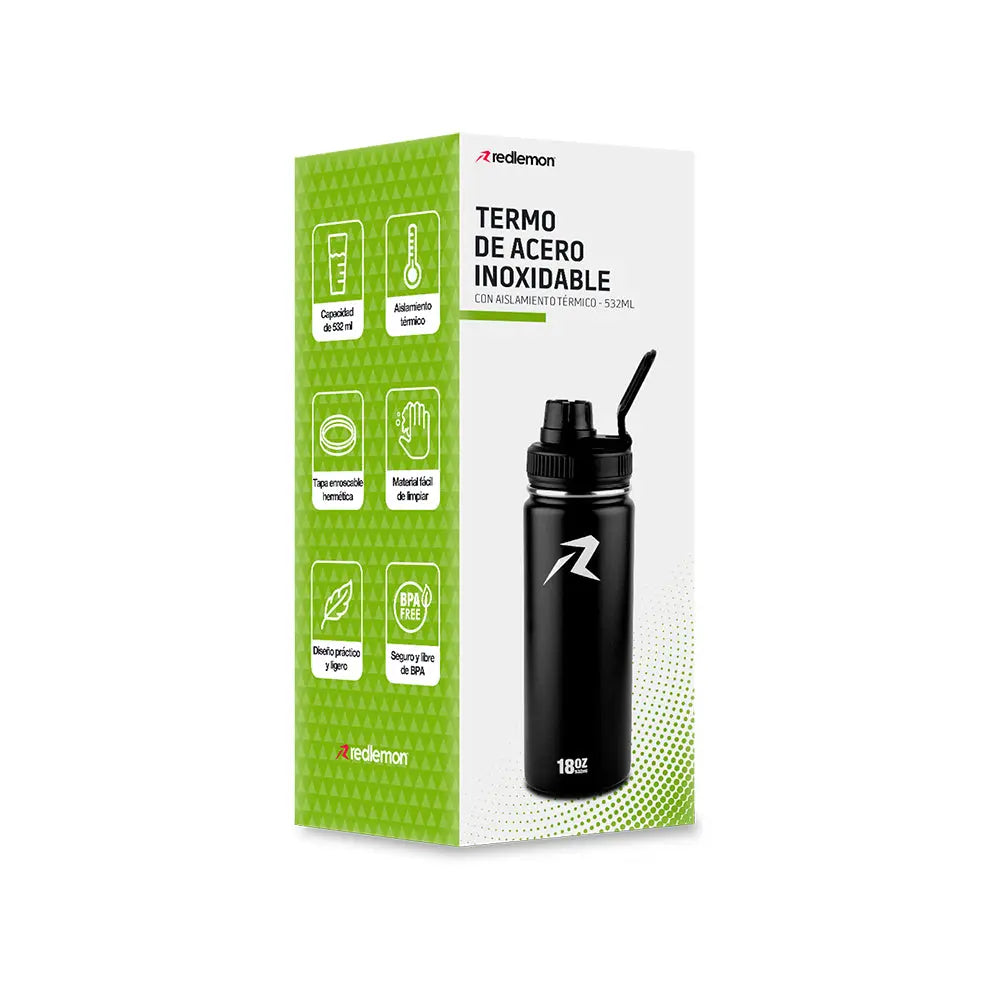 Termo de Acero Inoxidable Térmico hasta 24 Hrs 532 Ml Redlemon Technology México