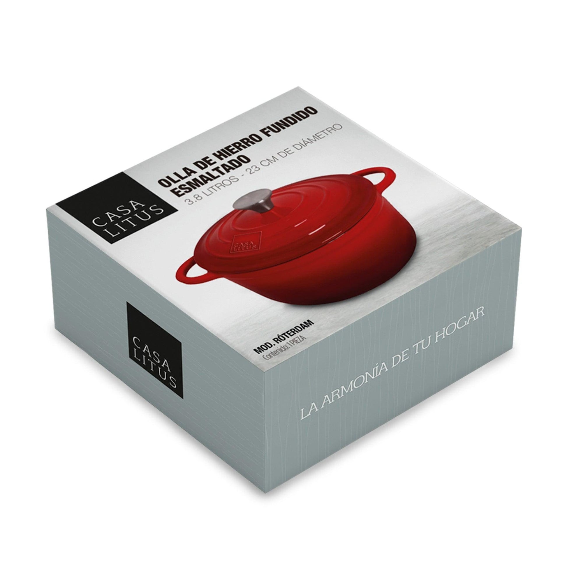 Olla de Hierro Fundido Esmaltada 3.8L Horno Holandés Dutch Oven Casa Litus - Redlemon