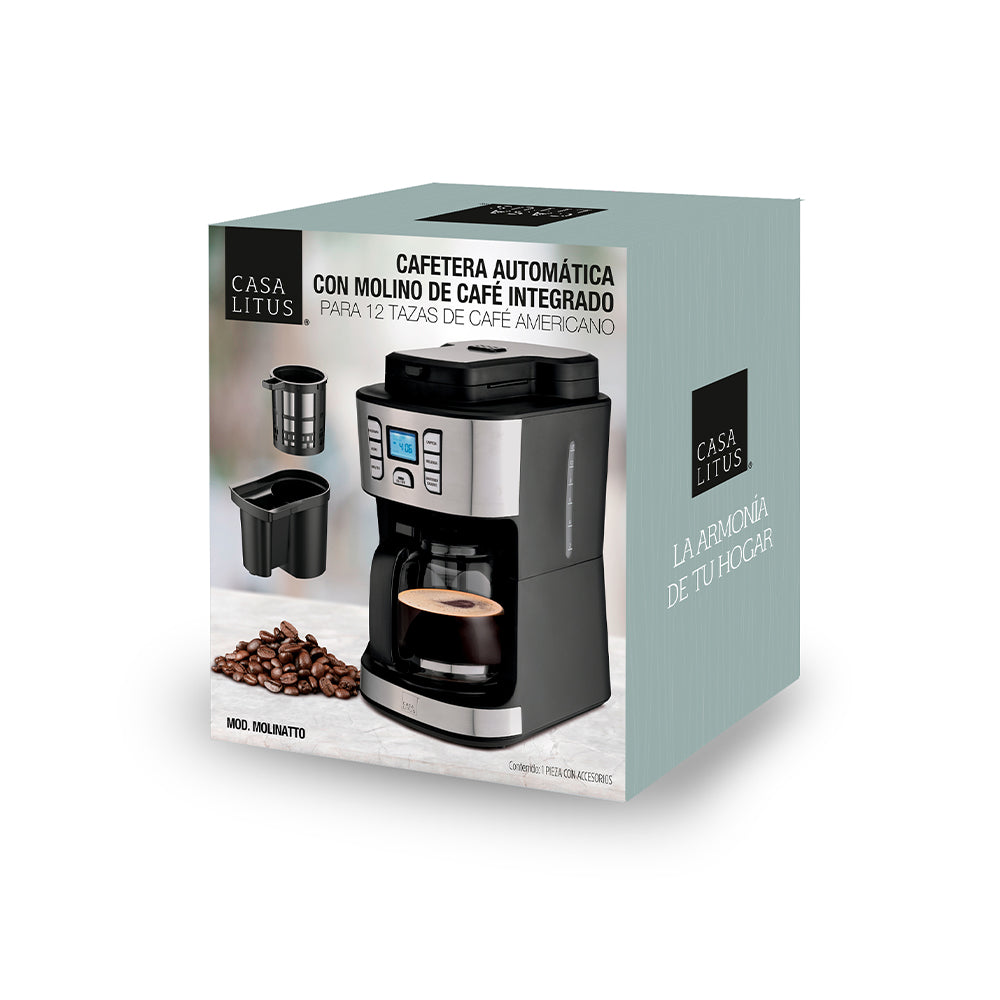 Cafetera Programable con Molino Integrado para 12 Tazas — componentes incluidos