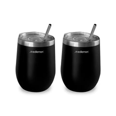 Set de 2 Vasos Térmicos de Acero 350 ml con Tapa y Popote