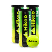 Set HIKEO de nueve pelotas amarillas de pádel en tres tubos negros y verdes