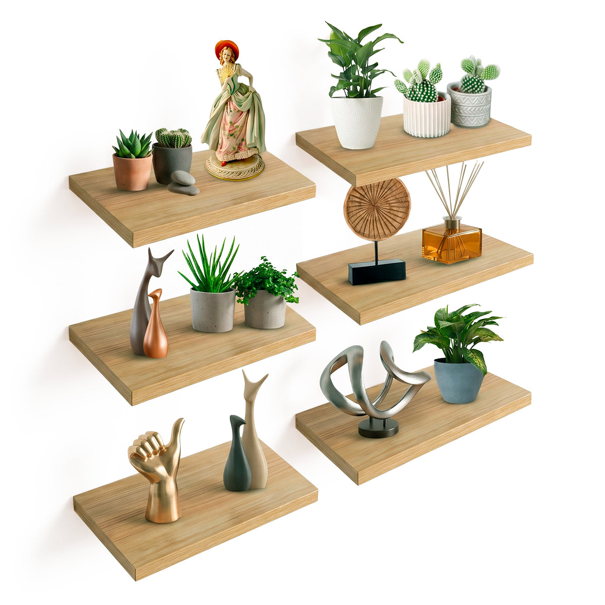 Repisas Flotantes Modernas de Madera 6 Pz Librero 30x15 cm