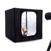 Caja de Luz para Fotografía Profesional Portátil (50x50x50 cm), Iluminación LED, 3 Fondos de Colores