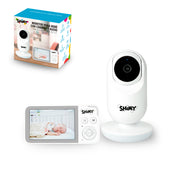 Monitor para bebé Shimy blanco con cámara HD y pantalla portátil a color