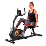 Bicicleta Estática con Respaldo, 8 Niveles de Resistencia, Monitor LCD y Asiento Ajustable