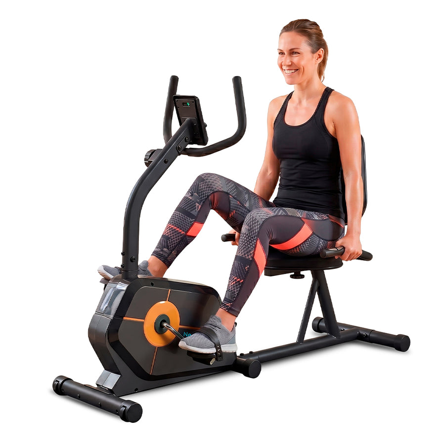 Bicicleta Estática con Respaldo, 8 Niveles de Resistencia, Monitor LCD y Asiento Ajustable