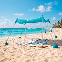Toldo para Playa Portátil 3 x 3 m Carpa con Protección UV Resistente al Viento