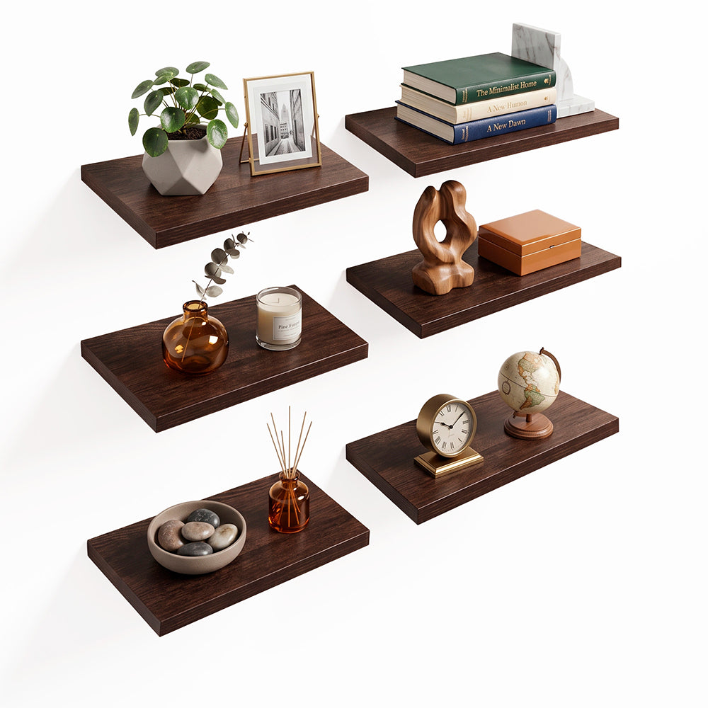 Repisas Flotantes Modernas de Madera 6 Pz Librero 30x15 cm