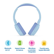 Audífonos para niños Bluetooth 5.4 con cable y microSD — vista complementaria