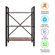 Estante Organizador de 3 Niveles, Madera y Hierro, para Hogar y Oficina