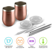 Vaso Térmico para Café y Vino Acero Inoxidable 2 Piezas Redlemon Technology México