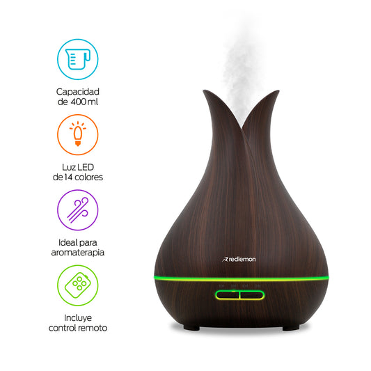 Humidificador y Difusor de Aceites Control Remoto Luz LED 400ml