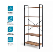 Librero de 5 Niveles Ajustables de Madera y Acero — vista complementaria