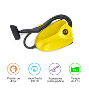 Limpiador de Vapor de Alta Presión de 1500 W, 4 Bar, 1.5 L con Accesorios