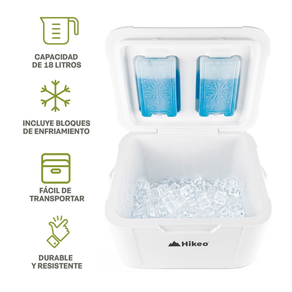 Hielera Rígida de 18 L para 28 Latas con Bloques Fríos HIKEO