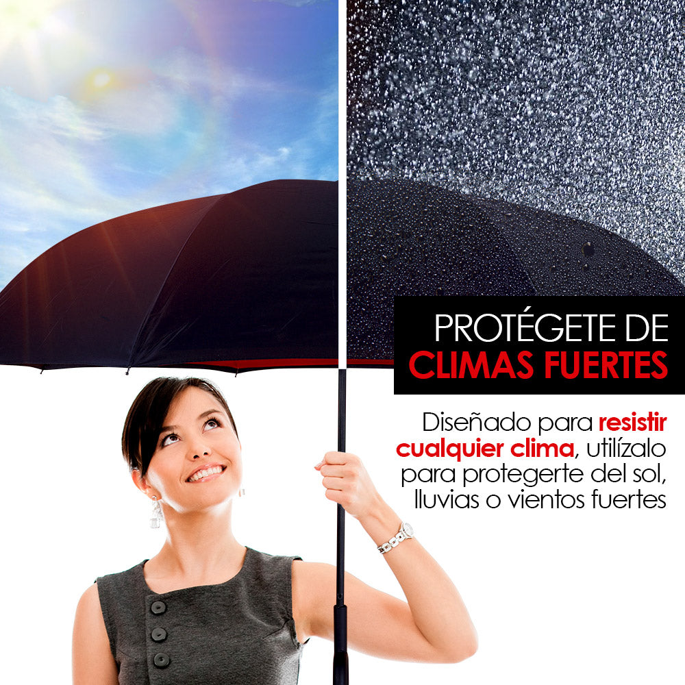 Paraguas Invertido de Doble Capa con Mango en C, 100 cm — detalle del producto