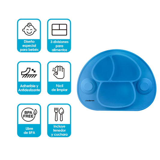 Plato para Bebé Antiderrapante Adherible de Silicón