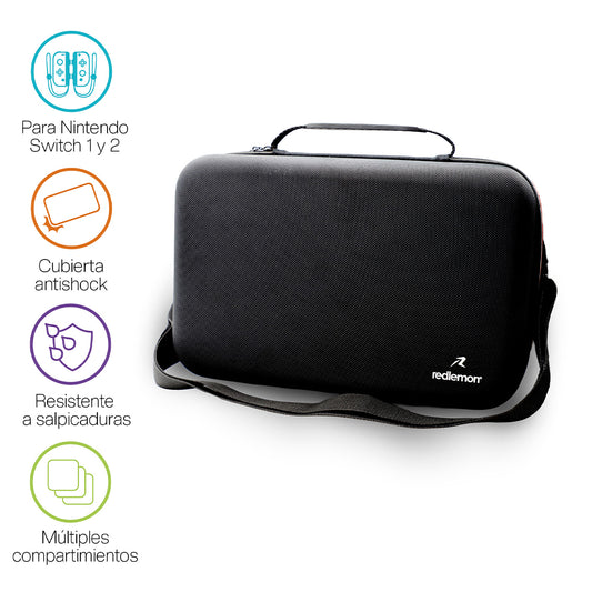 Funda Rígida para Nintendo Switch 2 y 1 con Compartimentos para Joy-Con, Controles y más