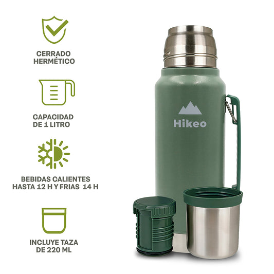 Termo para Café y Agua de Acero Inoxidable Doble Pared 1 Litro