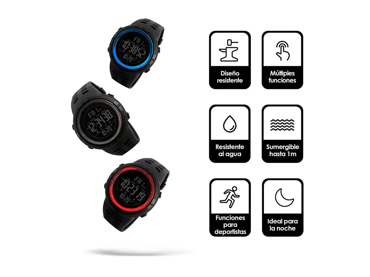 Reloj Deportivo Resistente Agua Digital, Alarma, Cronómetro 1251 Redlemon Technology México