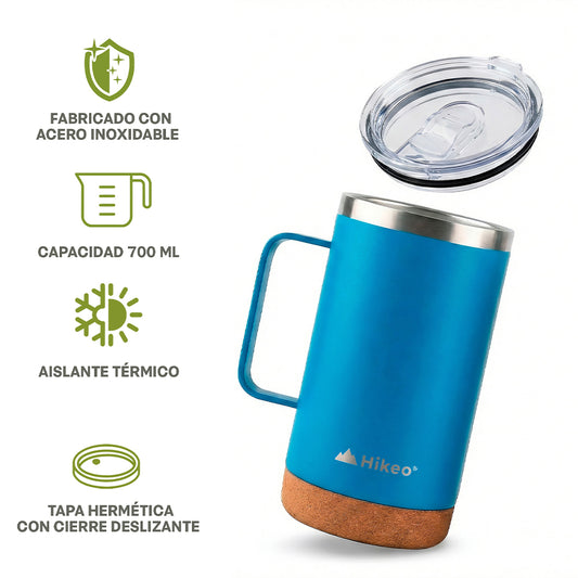Termos para Café Acero Inoxidable Doble Pared con Tapa Antiderrames y Base de Corcho 2 Piezas