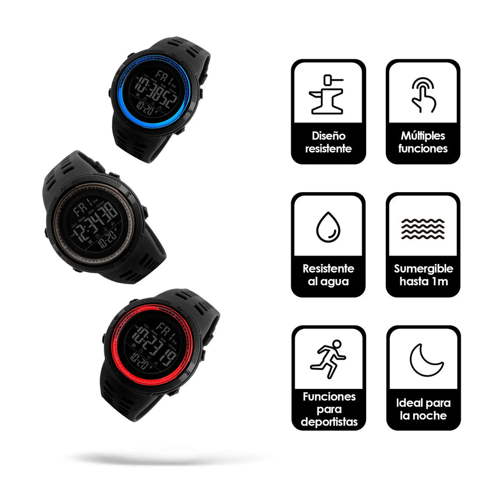 Reloj Deportivo Resistente Agua Digital, Alarma, Cronómetro 1251 Redlemon Technology México