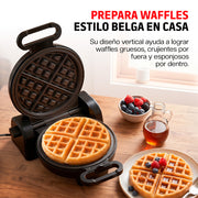 Waflera Eléctrica Vertical Antiadherente con Bordes Antiderrames Compacta