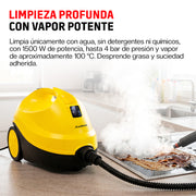 Limpiador de Vapor de Alta Presión de 1500 W, 4 Bar, 1.5 L con Accesorios