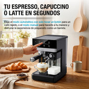 Preparación de espresso, capuchino o latte desde el panel touch