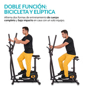Bicicleta Elíptica 2 en 1 con 8 Niveles de Resistencia, Monitor LCD para Gimnasio en Casa