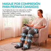 Masajeador de Piernas con Compresión de Aire y Calor, 3 Modos, 5 Intensidades y Temporizador