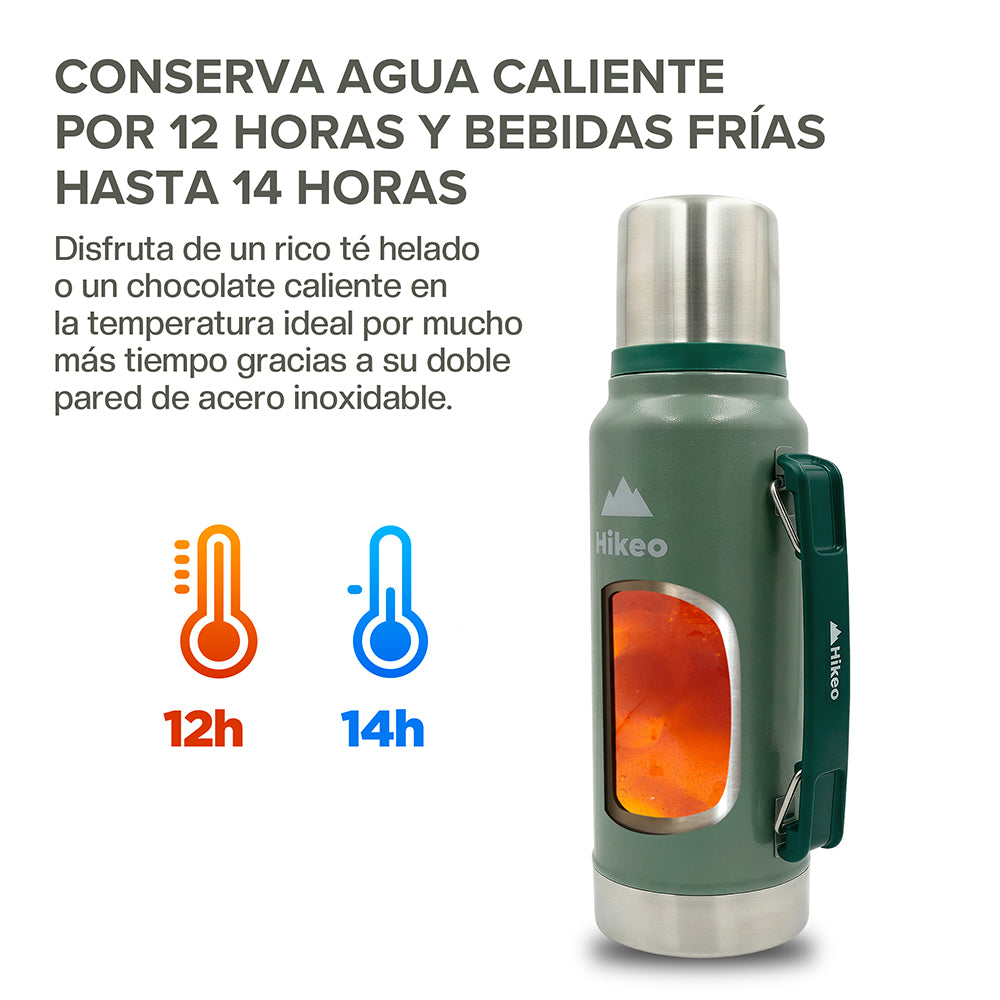 Termo de Acero Inoxidable de 1 L con Taza de 220 ml HIKEO — detalle del producto
