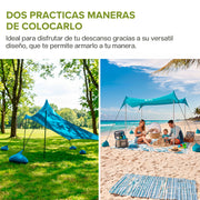 Toldo para Playa Portátil 3 x 3 m Carpa con Protección UV Resistente al Viento