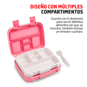 Lonchera Bento Box Infantil con 5 Divisiones y Cubierto