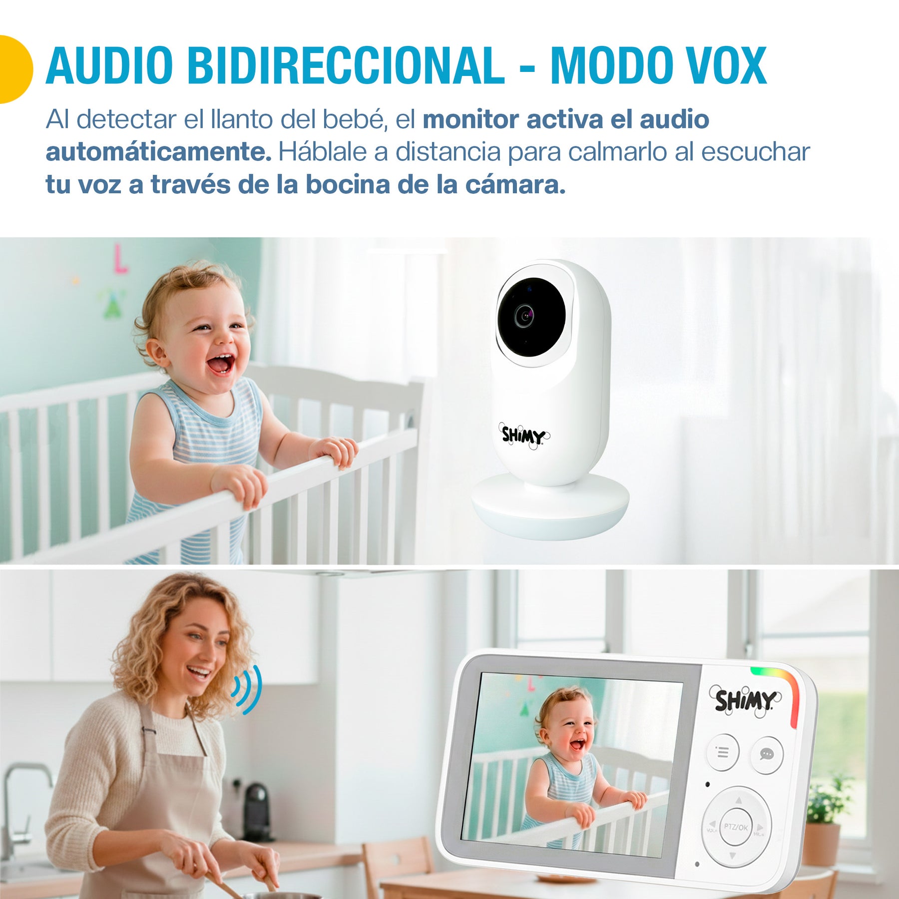 Monitor para bebé 3.5 pulgadas con cámara HD y VOX — detalle del producto