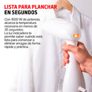 Plancha de Vapor Portátil para Ropa, Vertical y Horizontal, 1500 W, Depósito 300 ml