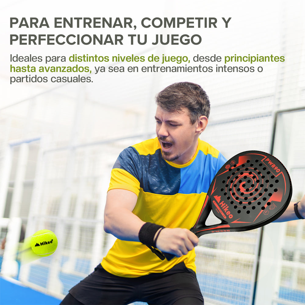 Set de 9 pelotas de pádel presurizadas en 3 tubos — detalle del producto