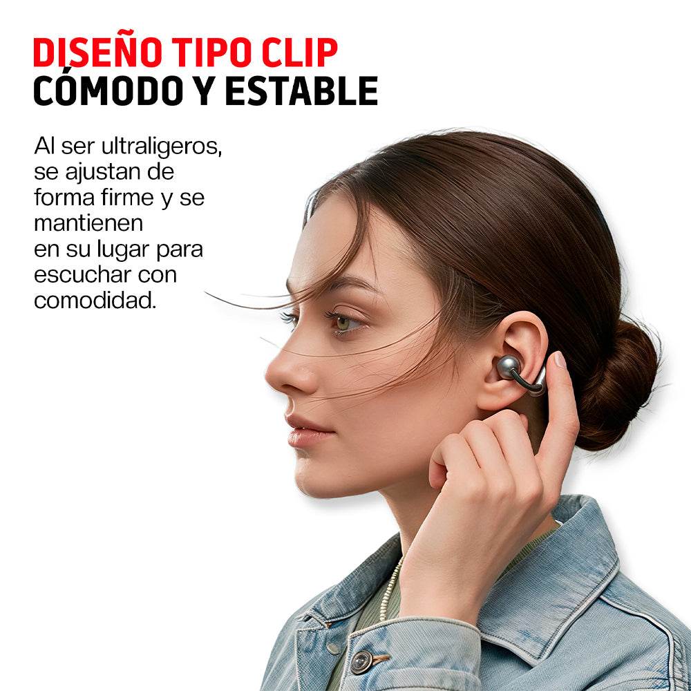 Audífonos Inalámbricos Tipo Clip Open Ear Bluetooth 6.0, Deportivos con Manos Libres