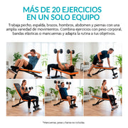 Banco para Ejercicio Multifuncional Plegable con 2 Ligas Incluidas y Respaldo de 7 Posiciones