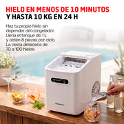 Máquina de Hielo, Fabrica 8 Cubos en 8 Minutos y 10 kg en 24 h