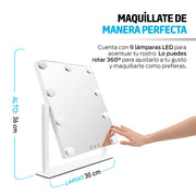 Espejo de Maquillaje con 9 Luces LED y Giro de 360° — detalle del producto